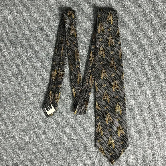 Nat Nast Tie Mens Black Gold Musical Jazz Causal Silk Necktie - Picture 1 of 8